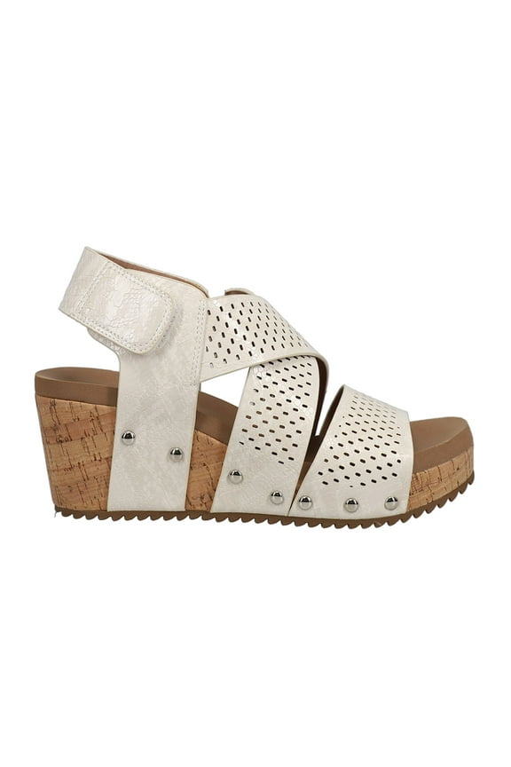 Corkys Womens Guilty Pleasure Snake Print Studded Wedge Slingback  Casual S