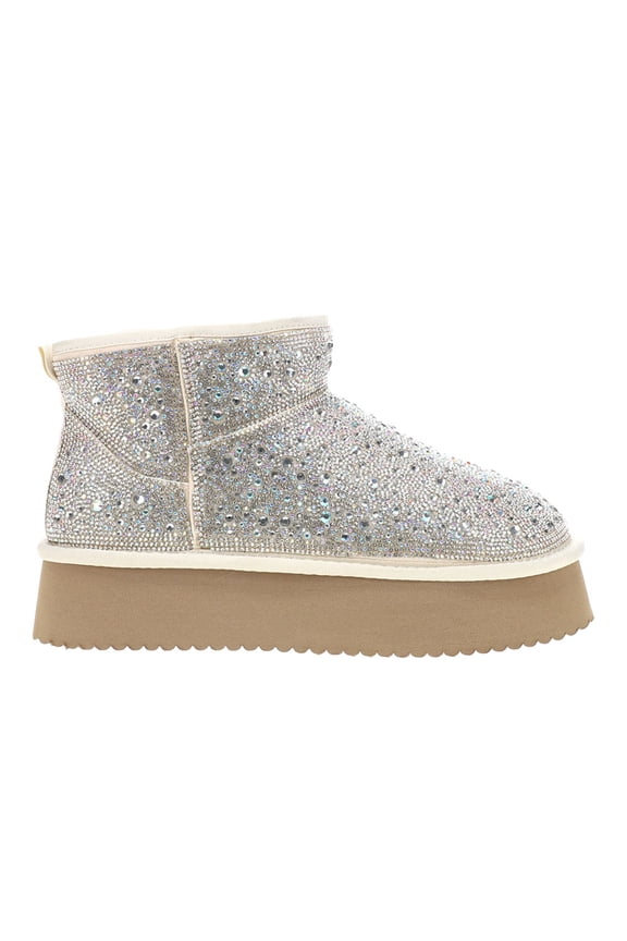 Corkys Womens Homebody Rhinestone Platform Pull On Round Toe Ankle Boots