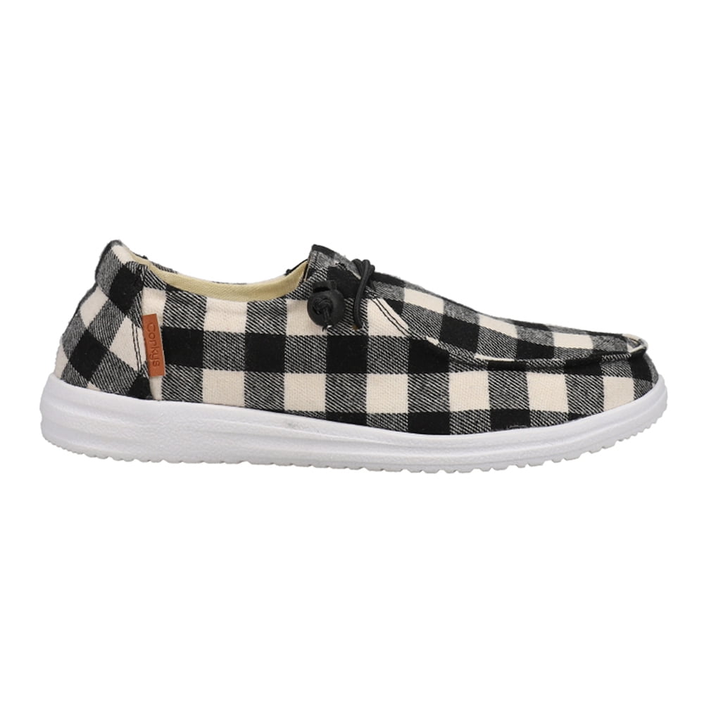 Corkys Womens Kayak Plaid Slip On Flats Casual Casual