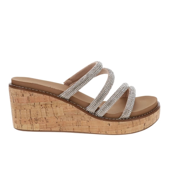 Corkys Womens Summer Glow Rhinestone Wedge Casual Shoes