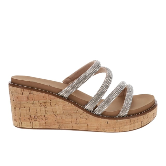 Corkys Womens Summer Glow Rhinestone Wedge Casual Shoes