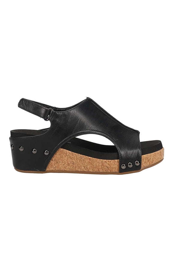 Corkys Womens Volta Ii Studded Slingback Wedge  Casual Shoes