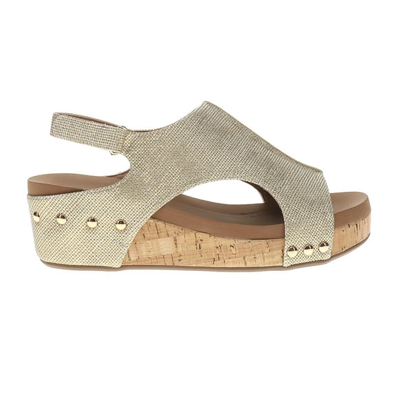 Corkys Womens Volta Ii Studded Metallic Slingback Wedge  Casual Shoes