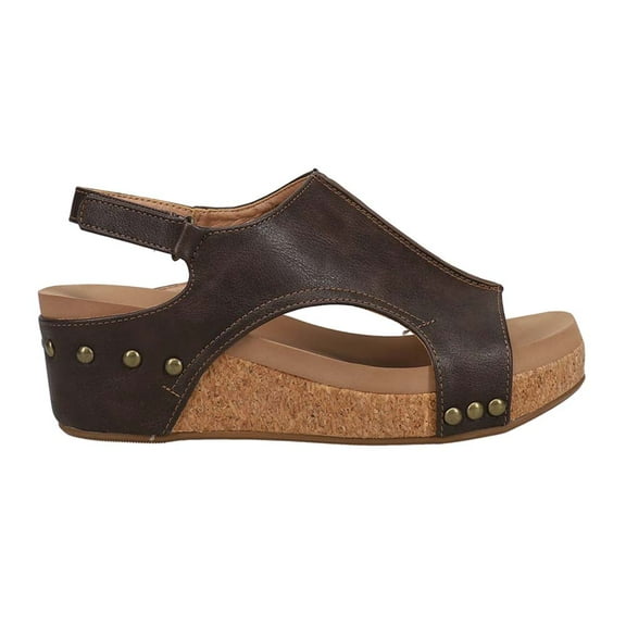 Corkys Womens Volta Ii Studded Slingback Wedge  Casual Shoes