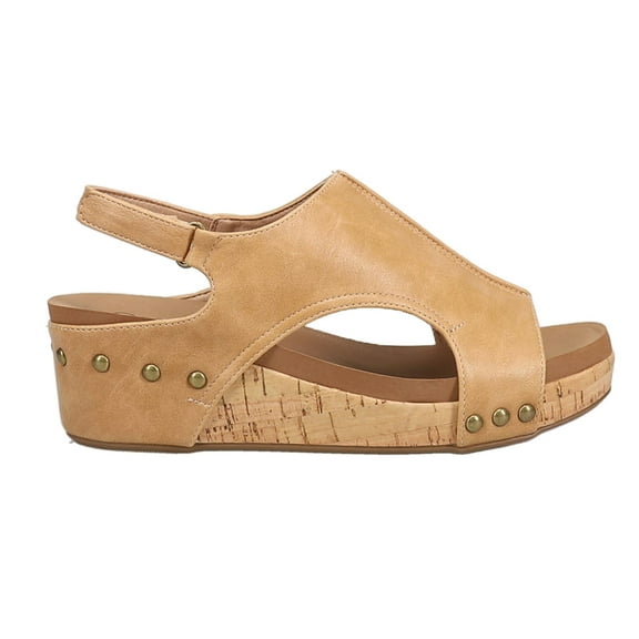 Corkys Womens Volta Ii Studded Slingback Wedge  Casual Shoes