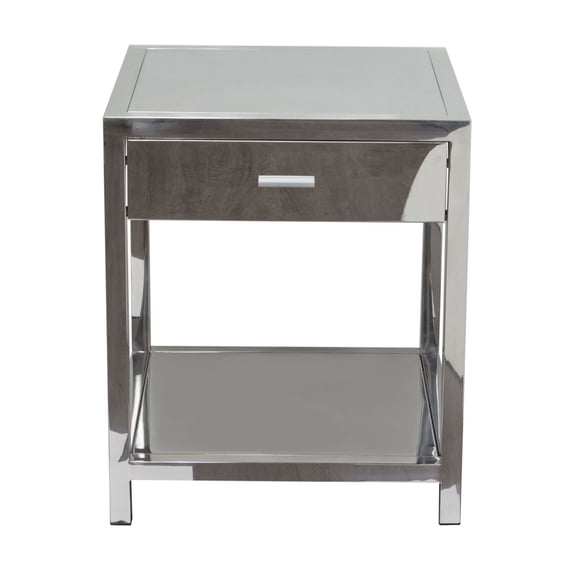 20"-20" Stainless Steel Accent Table with Storage 1 Drawer