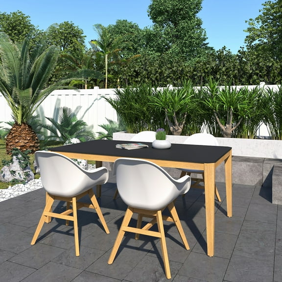 Corleoni 5- Piece Black Eucalyptus Wood Outdor Dining Set