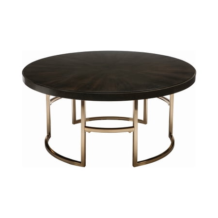 Corliss Round Coffee Table Americano and Rose Brass