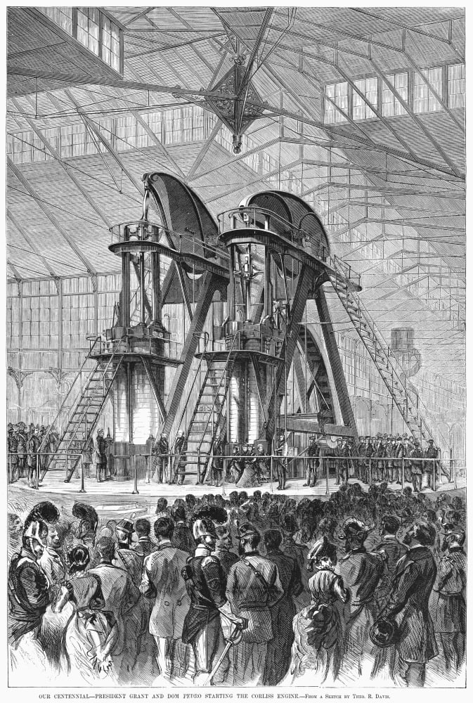 Corliss Steam Engine 1876. Npresident Ulysses S. Grant And Emperor Dom ...