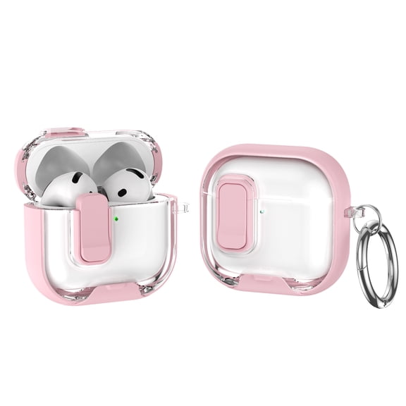 Corliven for AirPods 4/5th Gen Case Shockproof Protective Cover with Foldable Stand and Keychain Holder, Pink