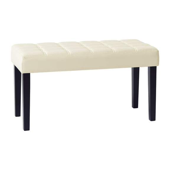 Corliving California Tufted Faux Leather Bench with Wood Legs for Entryway Bench, End of Bed, Hallway, Living Room, Bedroom, Front Entry, Window, and more