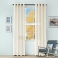 thumbnail image 1 of Cormac Set of 2 Printed Geometric Trellis Sheer Grommet Curtain Panels, 52" x 84", Ivory, 1 of 4