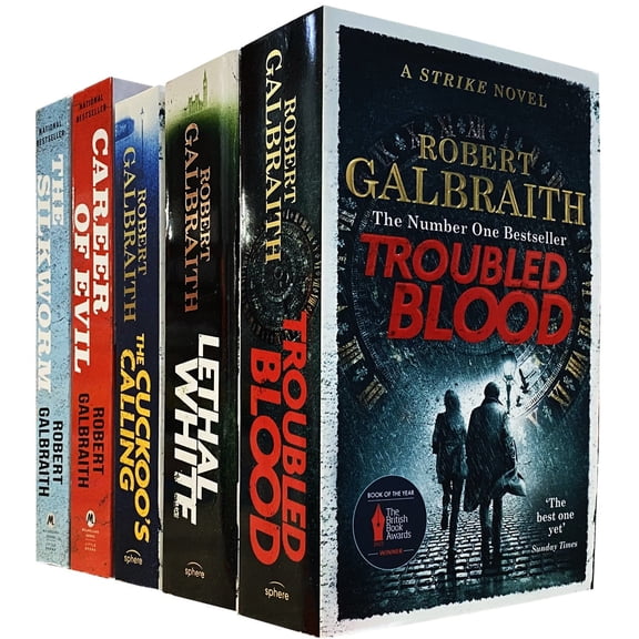 Pre-Owned Cormoran Strike Series Robert Galbraith 5 Books Collection Set (The Cuckoo's Calling, The Silkworm, Career of Evil, Lethal White, Troubled Blood)