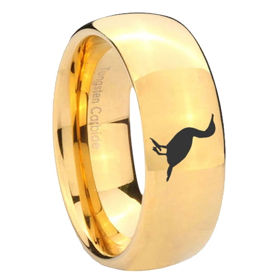 Cormorant 8MM Dome Gold Plated Tungsten Men Ring