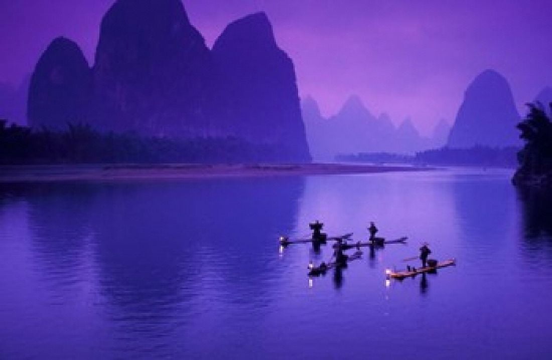 Cormorant Fisherman on Li River China Canvas Art - Walter Bibikow DanitaDelimont (35 x 23)
