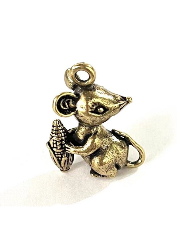 Corn Brass Foo Rat Keychain Small Pendant Zodiac Mini Cute Foo Rat Ornament