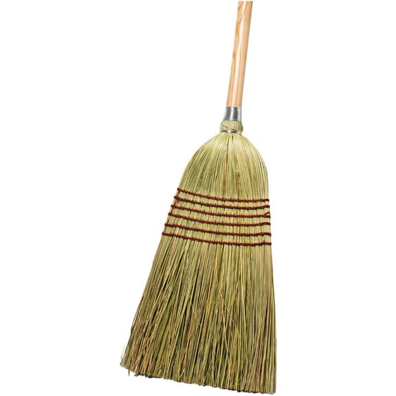 Corn Broom with Wood Handle Heavy Duty Indoor Outdoor (1 1/4 Inch Handle)