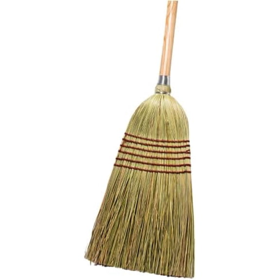 Corn Broom with Wood Handle Heavy Duty Indoor Outdoor Broom (1 1/4 Inch Handle)