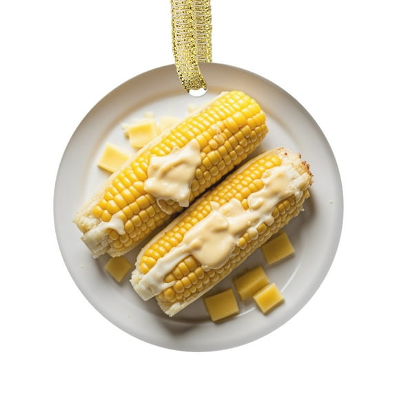 Corn on the Cob with Butter Corn Kernels Food Lovers Foodie Novelty Holiday Christmas Ornament Xmas Tree Gift (Flat Design Printed on Ceramic, NOT 3D)