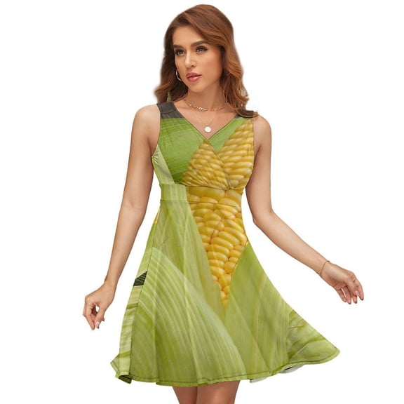 Corn Cob Dress Fashion Beach Long Dresses Female Party Printed Sundress