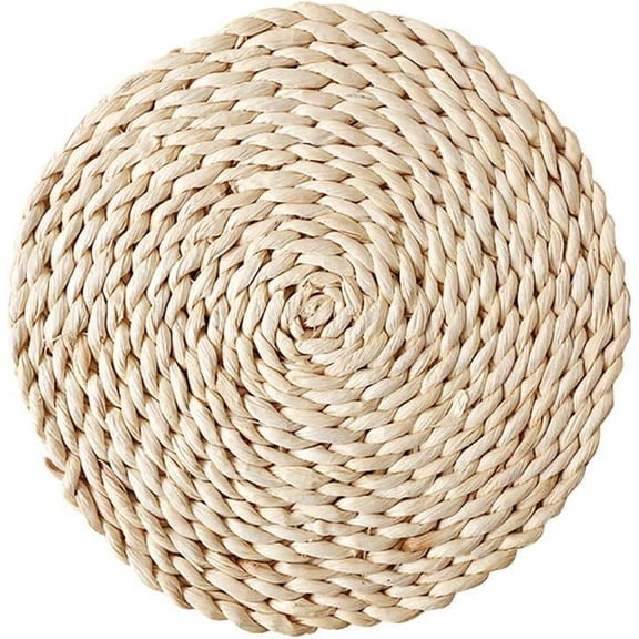Corn Cob Pattern Rattan Round Placemat Woven Non Slip Washable Heat Resistant 20cm