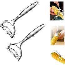 Corn On The Cob Remover Long Handle Stainless Steel Corn Stripping Tool, Corn Peeler For Corn On The Cob, Corn Cutter To Cut Corn Off The Cob,Stainless Steel Corn Stripper Tool (2PCS)