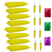 Corn on the Cob Serving Set - 8-Piece Tray and 8-Piece Corn Holders Bundle Family Picnic Barbecue Grilling Summer Outdoor Meal Gift Decoration with Bonus Snoep in Beperkte Oplage