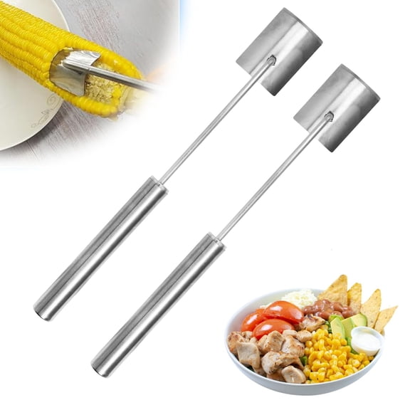 Corn Cob Stripper,2026 NEW Long Handle Stainless Steel Corn Stripping Too,Corn on the Cob Remover, Fast and Safe, Suitable for Home Kitchens, Restaurant Chefs, Outdoor Dining Enthusiasts,2 Pcs