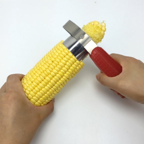 Corn Cob Stripper Peeler Stainless Steel | Serrated Blade Vegetable Cutter | Ergonomic Handle | Extracts Multiple Corn Rows Smoothly | 5.9 x 6.3 x 1.2 in Kitchen Tool