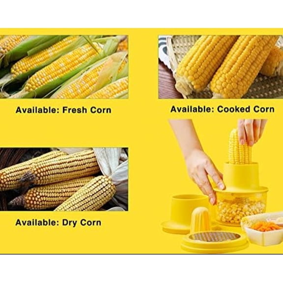 Corn Cob Stripper Tool, Corn Peeler for Corn on the Cob (Yellow)