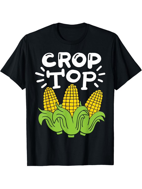 Corn Crop Top T-ShirtMen and women, Black T-shirt, size: Extra large