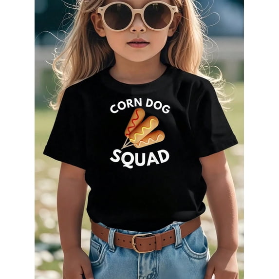 MAWOTEA Corn Dog Graphic T-shirts for Outdoor Sports and Daily Wearing, Young Girls T-Shirts, Size from 3-13Y