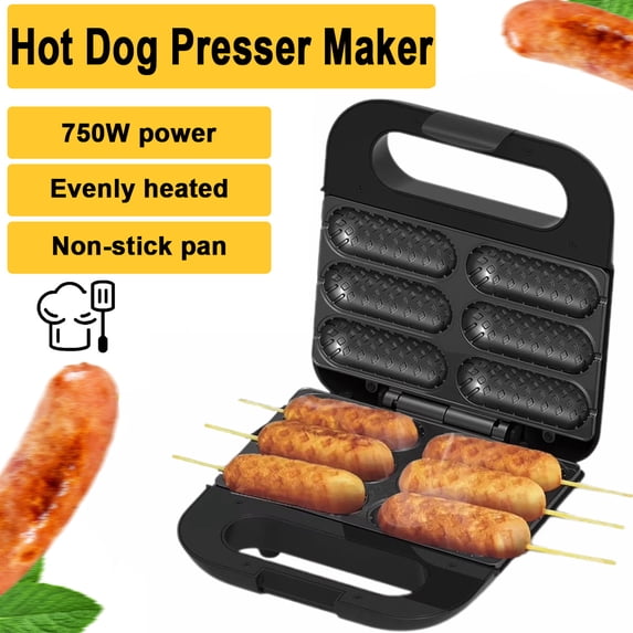 Corn Dog Waffle Maker,Hot Dog Presser Maker, Hot Dog Waffle Machine with Non-stick Coating Plate, Hot Dog Maker Toaster Make 6 Corn Dogs,Stick Maker Hot Dog Maker