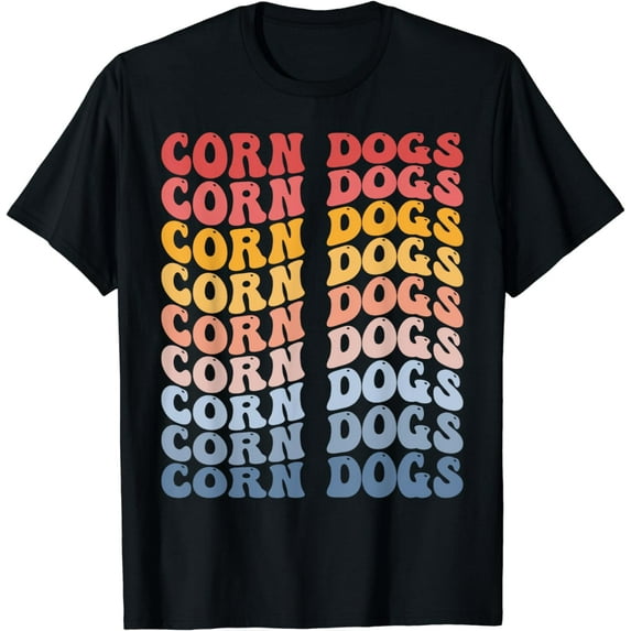 Corn Dogs Groovy Stick Hot Dogs Corn Hot Dogs T-Shirt