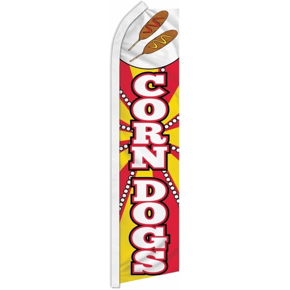 Corn Dogs Swooper Feather Advertising Flag - Great for Businesses, Shops, Stores