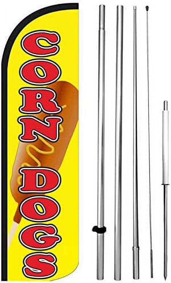15-Foot Tall Windless Swooper Feather Flag Banner Kit – Brown – Cafe Sign