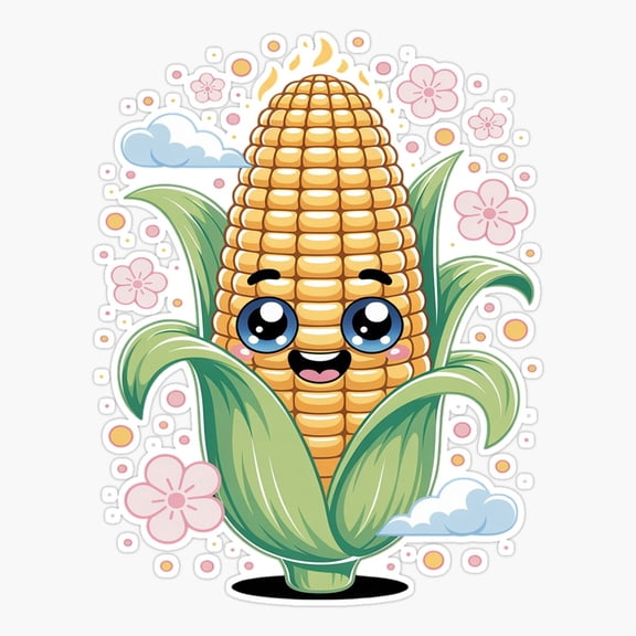 Corn Doodle Floral Accents Art Vinyl Decal Sticker