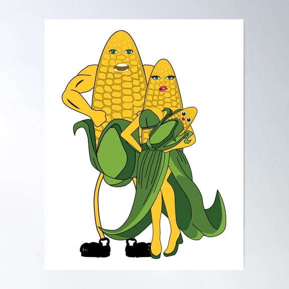 Corn Family Poster Wall Art, Modern Wall Decor For Living Room Bedroom, 12x18 UNFRAMED