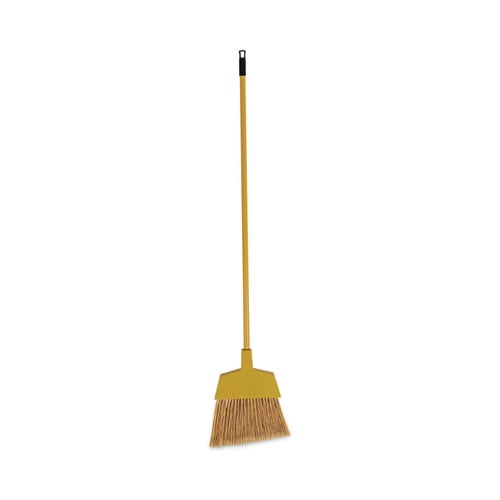 Corn Fiber Angled-Head Lobby Brooms, 55" Handle, Yellow, 12/carton | Bundle of 2