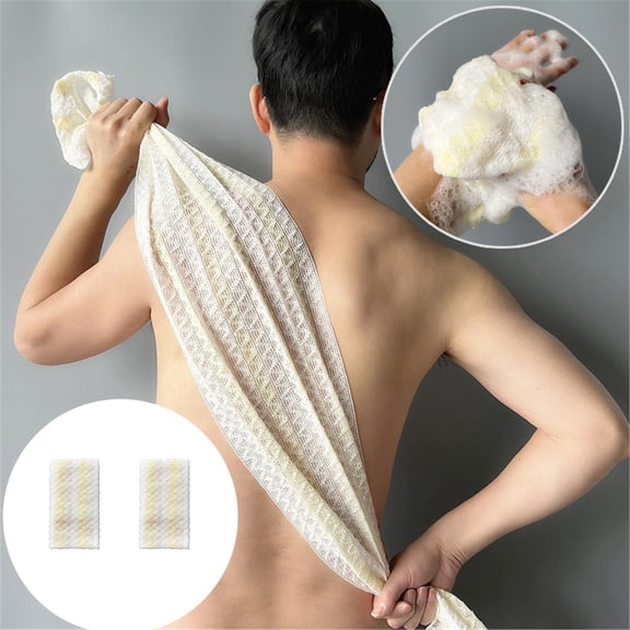 Corn Fiber Scrub Towel Exfoliating, High Toughness Shower Towel Strip Long Body Scrubber for Back Bath Wipe, 39.3 Inch Natural Exfoliating Washcloth for Deep Cleaning Shower Body Wash