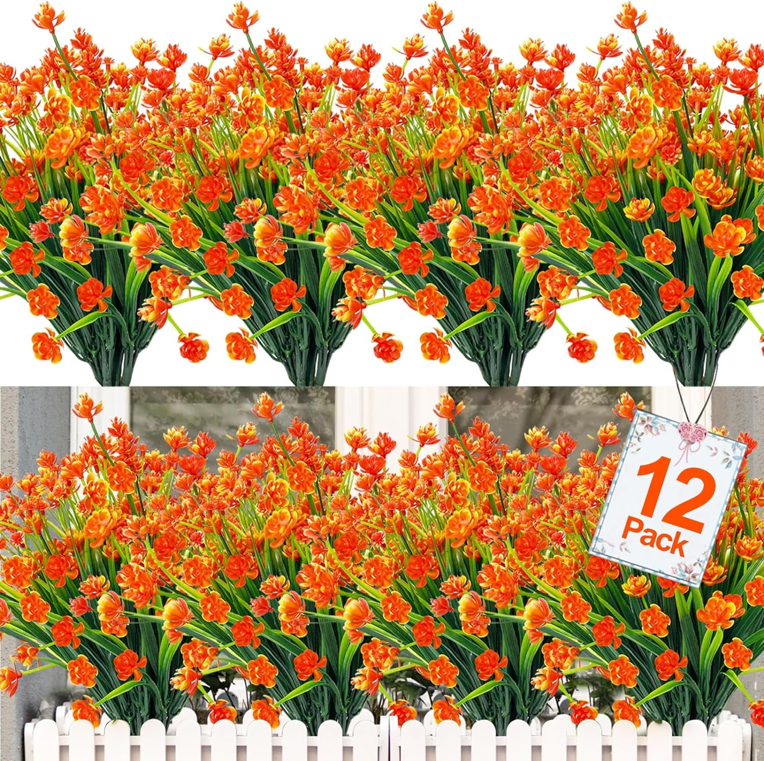 Corn Flower Artificial Flowers for Outdoor UV Resistant Fake Plants, Faux Plastic Flower Artificial Plants for Home Window Box Porch Indoor Cemetery Spring Summer Decor(White)