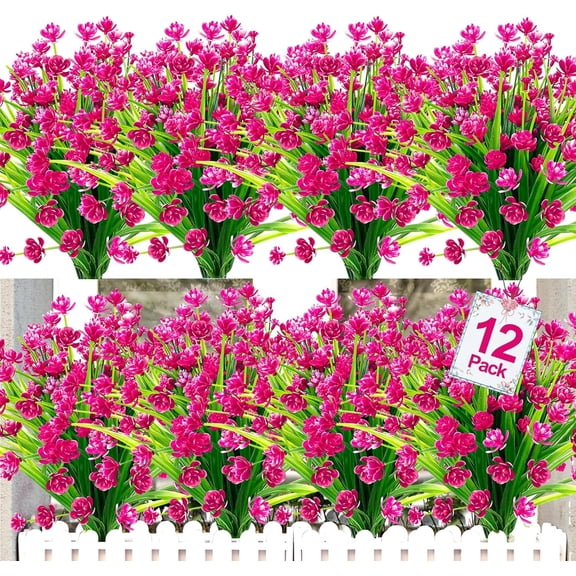 Corn Flower Artificial Flowers for Outdoor UV Resistant Fake Plants, Faux Plastic Flower Artificial Plants for Home Window Box Porch Indoor Cemetery Summer Decor(Magenta)