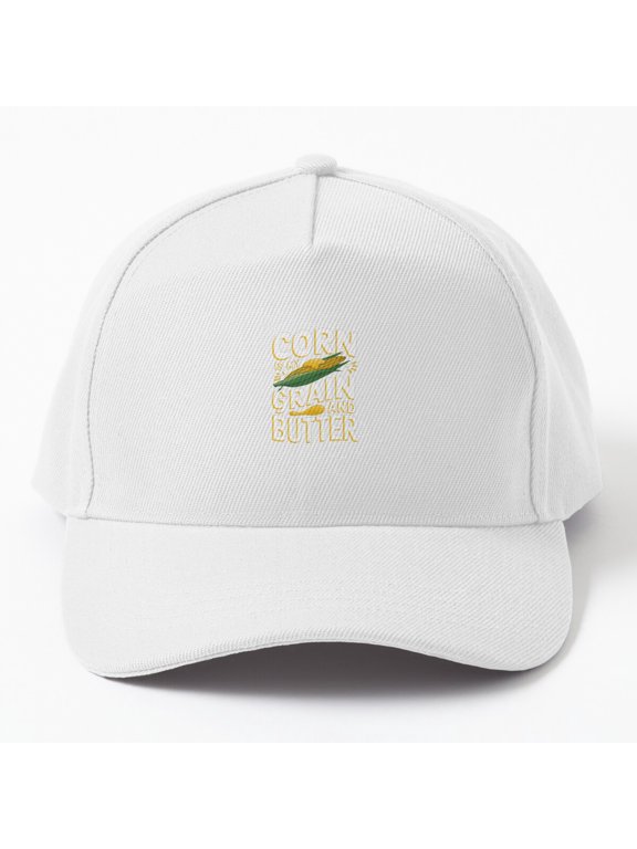 Corn Grain and Butter Baseball Cap, Farmer Agriculture Wordplay Statement Design, Classic Hat