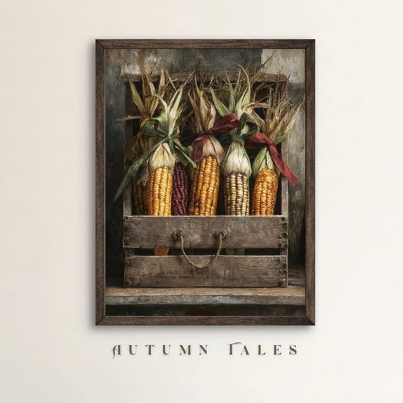 Corn Harvest Poster Wall Art Vintage Still Life Print Rustic Country Kitchen Decor Autumn Cottagecore Style Home Decor UNFRAMED Poster, Wall Art for Decor, Present, 8x12