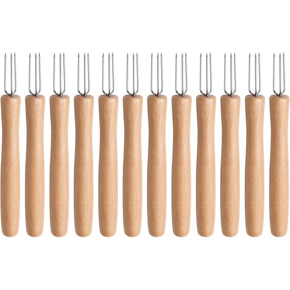 Corn Holders Set of 12 Stainless Steel Corn on The Cob Holders with Wooden Handle Corn Holders for Corn on The Cob Long Handle Sweetcorn Holders Cob Skewers Corn Forks (12 PCS)$$Garden & Patio