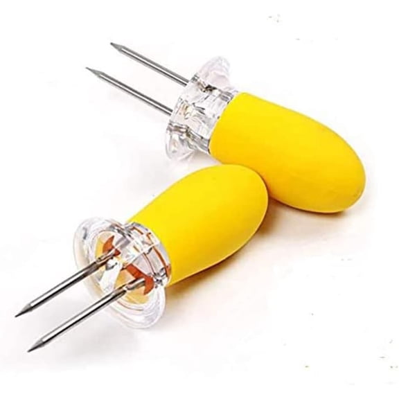 Corn Holders, Stainless Steel, Yellow, 10pcs