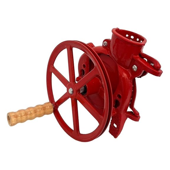 Corn Kernel Sheller with Flywheel Pulley, Clamp On Cast Iron Non Electric Walnut Huller, Vintage Style, Red