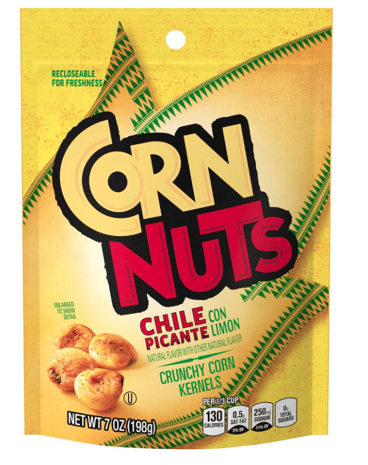 Corn Nuts Chile Picante con Limon Crunchy Corn Kernels (7 oz Bags, Pack of 12)