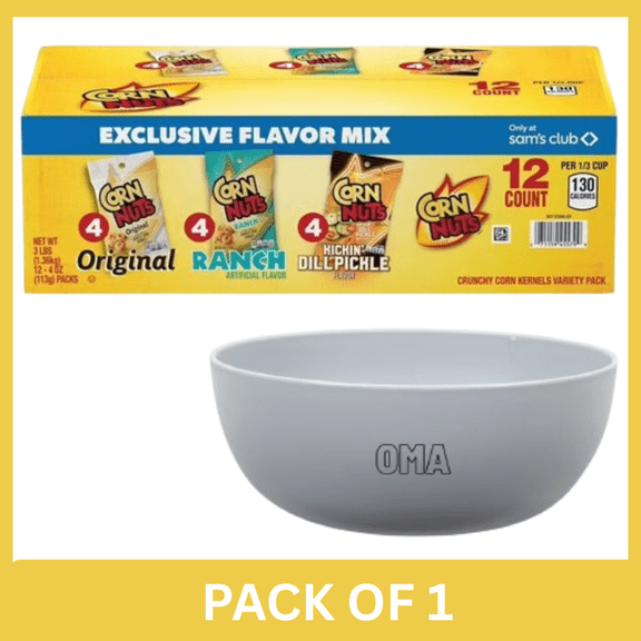 Corn Nuts Crunchy Corn Kernels Variety Pack, 4 oz 12 pk Pack of 1 with Serving Bowl by OMA