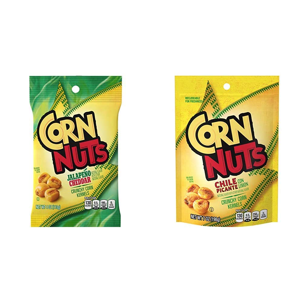 Corn Nuts Jalapeno Cheddar Crunchy Corn Kernels (4 Oz Bags, Pack Of 12) & Chile Picante Con